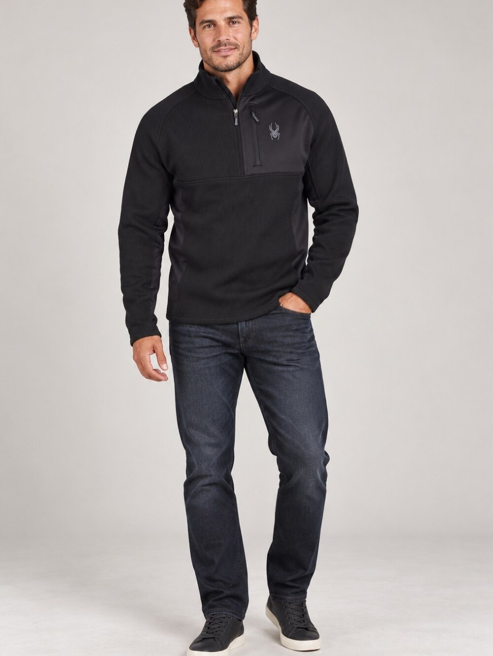 Men’s Spyder Quarter-Zip Sweater Jacket — Black, Blue or Gray